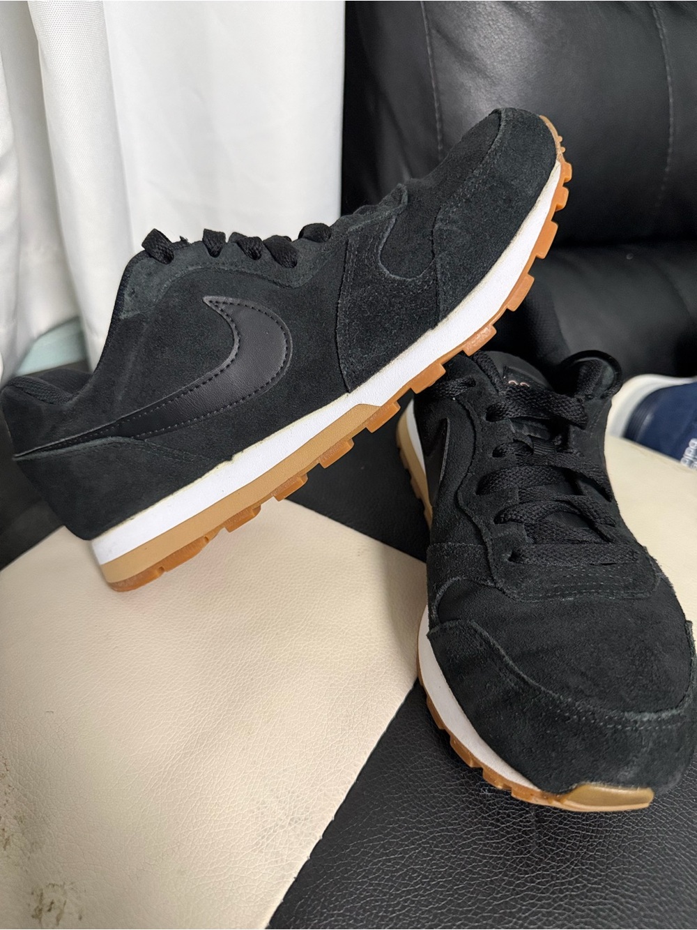 Nike women  Black Suede Sneakers with Gum Sole